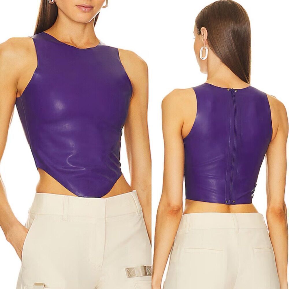 Miaou Jinx Tank Top Cami Latex Deep Violet Fetish Sz XS NWOT $295 Revolve